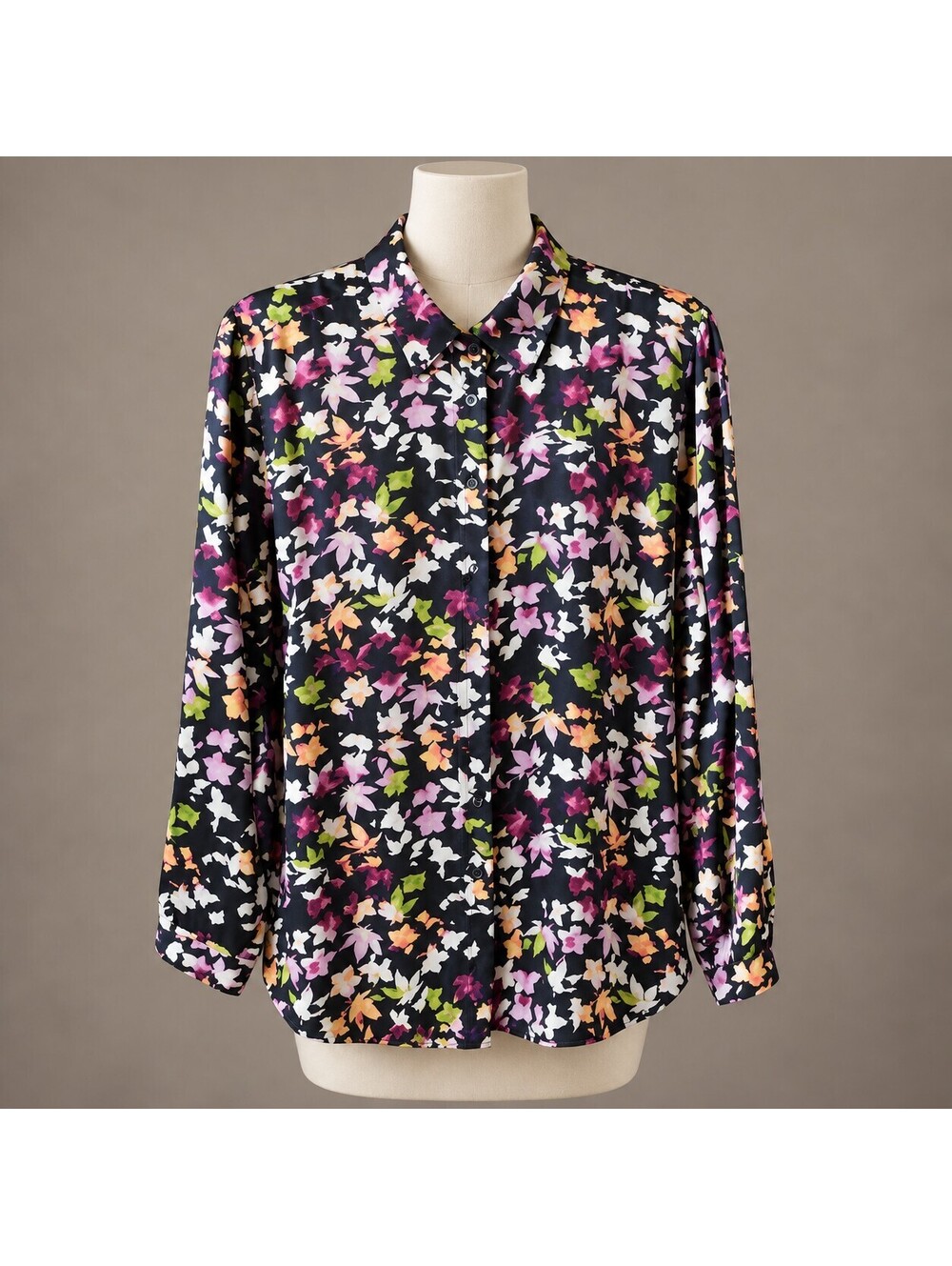 Equipment Women’s XL Black Multicolor Floral Button-Down
